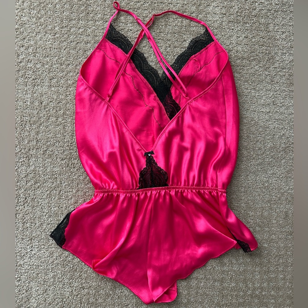 Victoria Secret Small silk teddy lingerie TWO aqua and pink - Picture 4 of 12